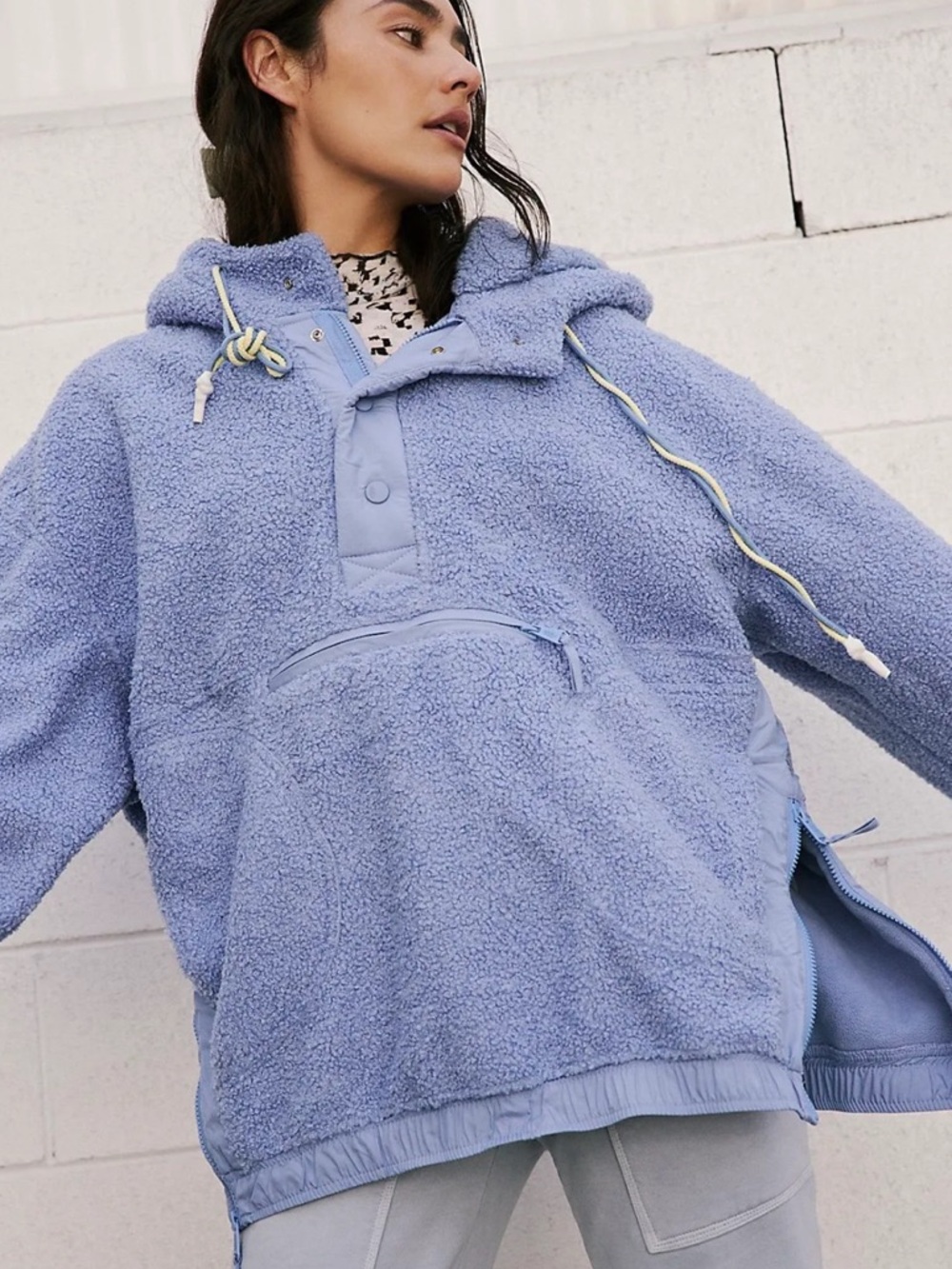 Free People Movement Fuzzy Was She Fleece Pullover! Size XS - Oversized